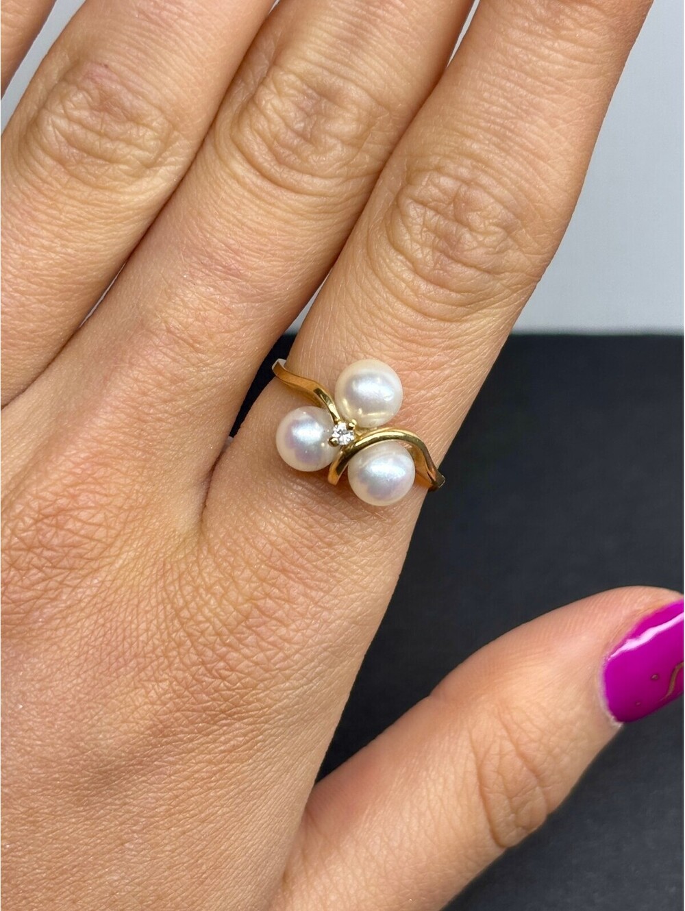 14k Yellow Gold Pearl Ring Antique